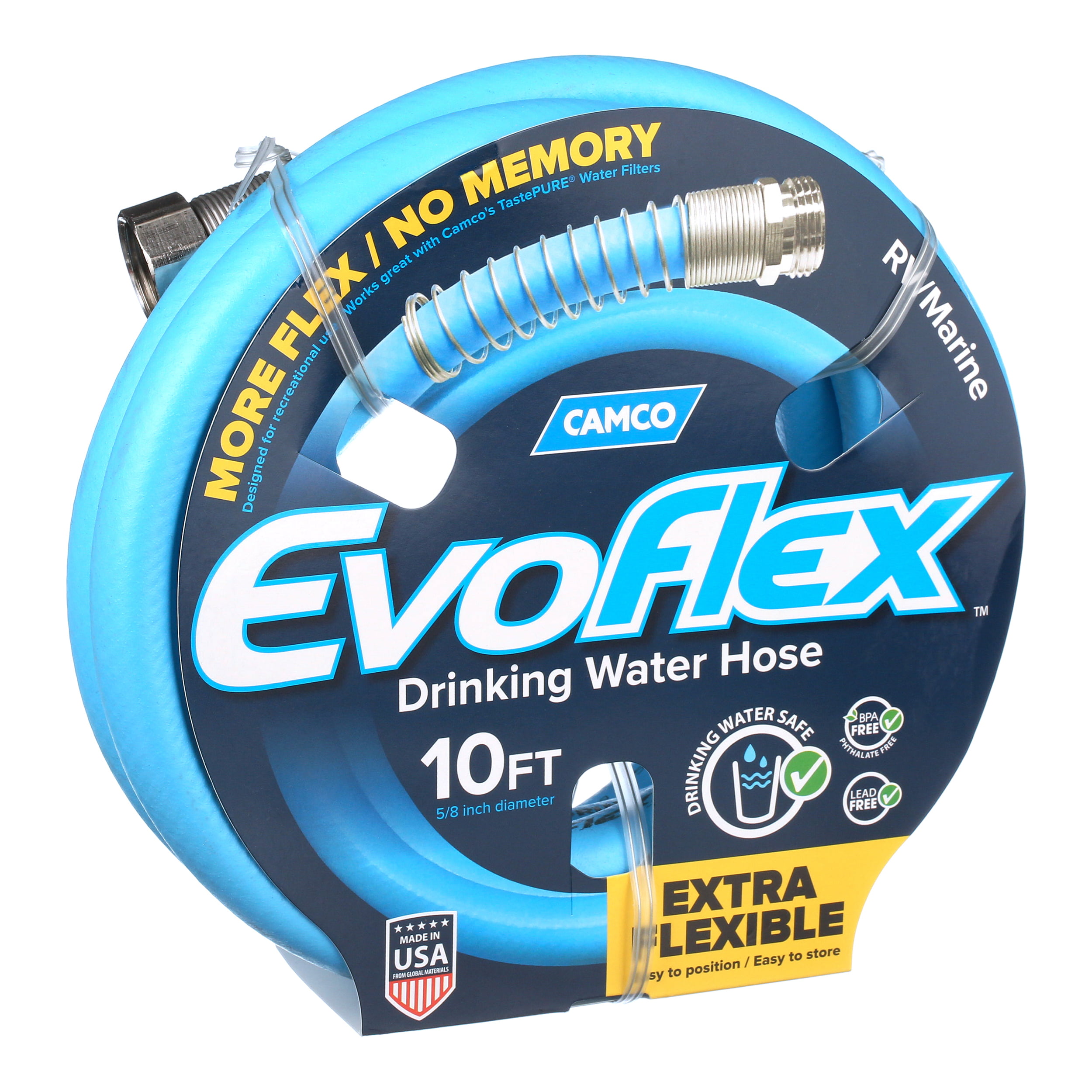 Drinking Water Safe 22592 Designed for Recreational Use Super Flexible Camco EvoFlex 10-Foot Hose 5/8-inch Diameter 