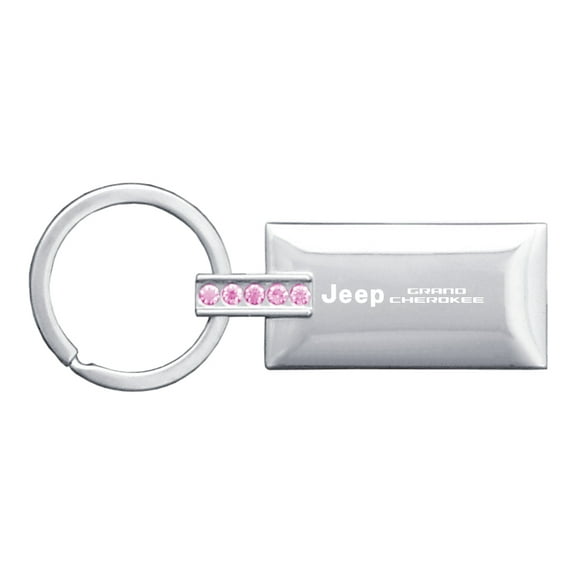 Jeep Grand Cherokee Jeweled Rectangular Key Ring (Pink)