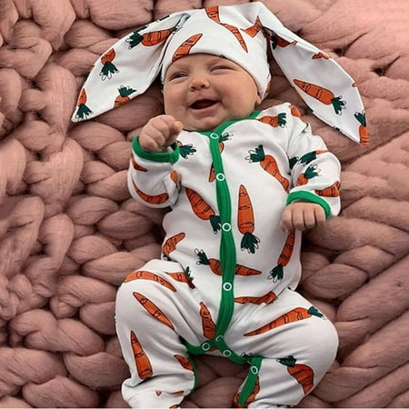 

Baby Short Sleeve Cartoon Rabbit Printed Fart Clothes + Headband Suit CHMORA