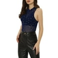 thumbnail image 4 of INSPIRE CHIC Star Mesh Crop Top for Women’s Mock Neck Sleeveless See Through Party Tank Top M Blue, 4 of 6