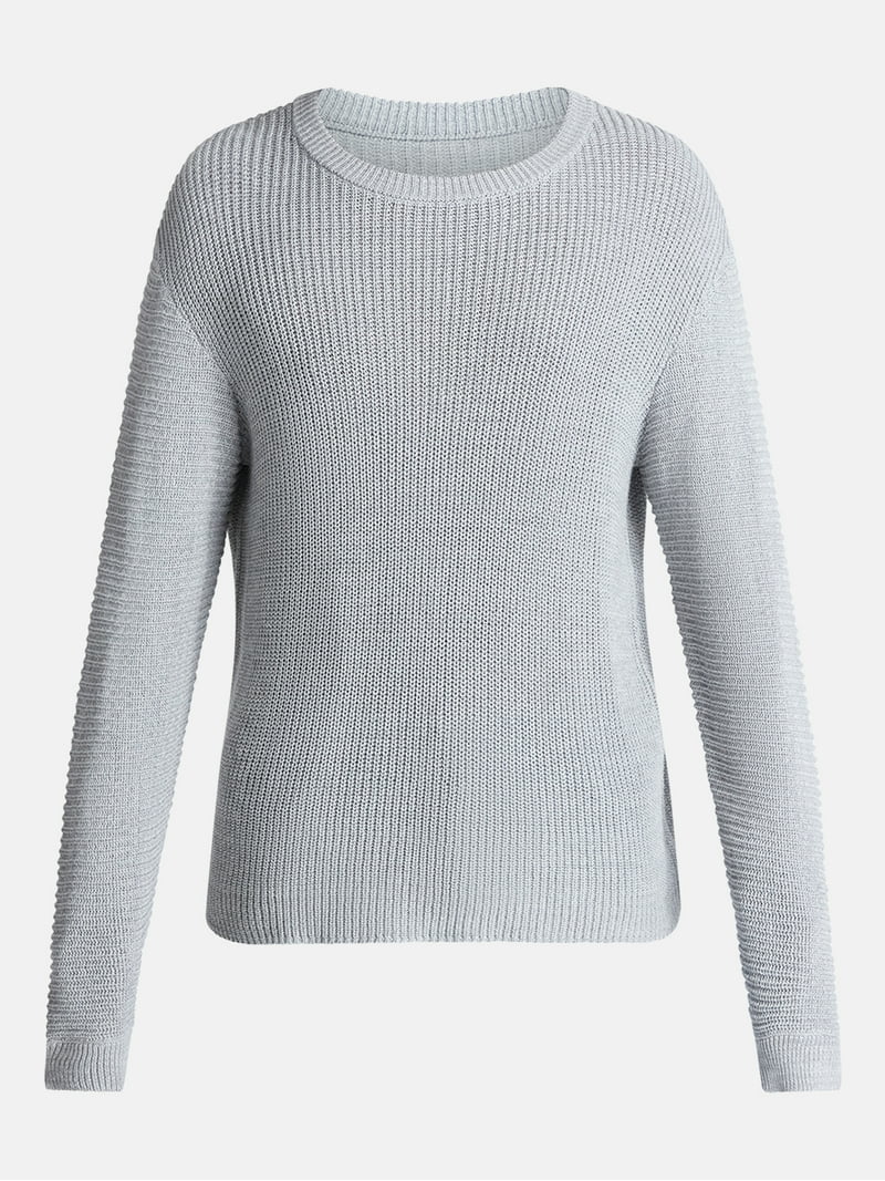 No Boundaries Marled Cotton Crewneck Pullover Sweater, Midweight