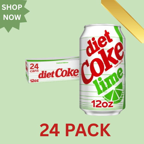 Diet Coke Lime Soda Soft Drink, 12 fl oz Cans, 24 Pack Fridge Pack