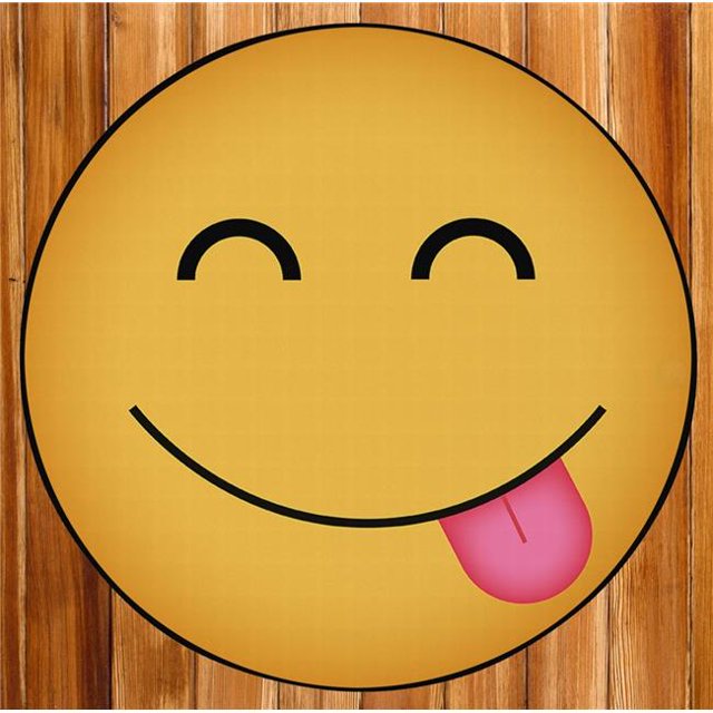 24 x 24 ft. Emoji Style Funny Smiley Face Kids Area Rug, Yellow - Extra Small - Hungry Emoji - Round