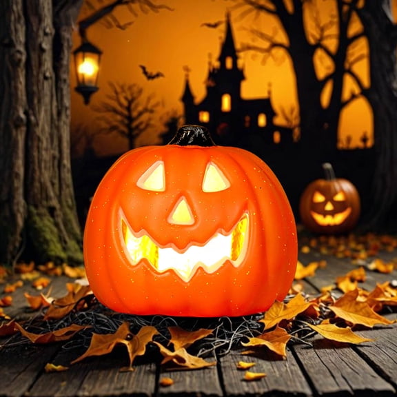 Light Up LED Halloween Pumpkin Lantern Blow Mold Jack O Lantern Tabletop Decor with Warm Glow Indoor Outdoor Pumpkin Light for Home Bar Mantel Tiered Tray Party Scene Decoration