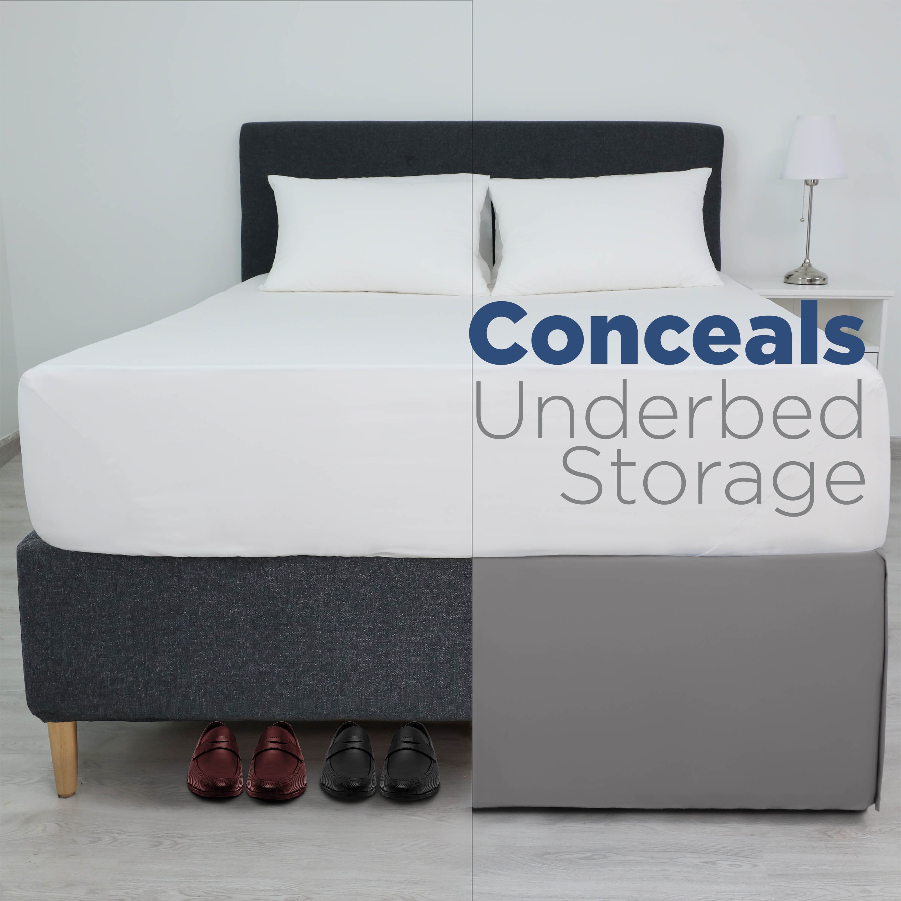 Martex King Bed Skirt | Pleated Microfiber | 21" Drop Easy Fit | Gray