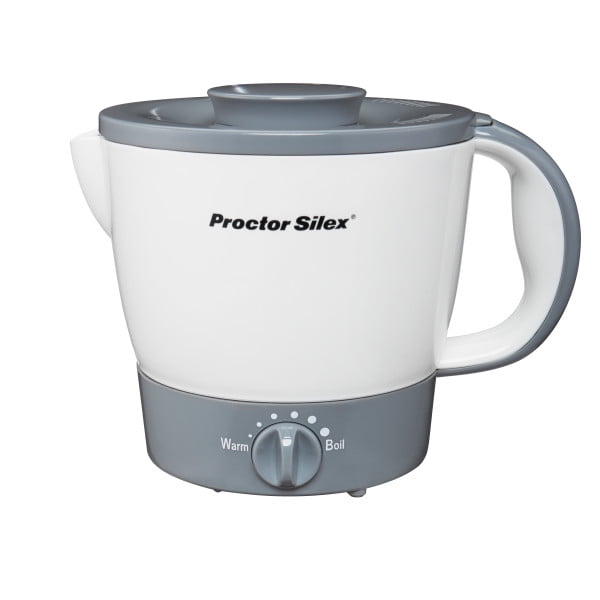 Proctor Silex Hot Pot/Electric Kettle, 32 oz., Nonstick Surface, Adjustable Heat, White, Model 48507