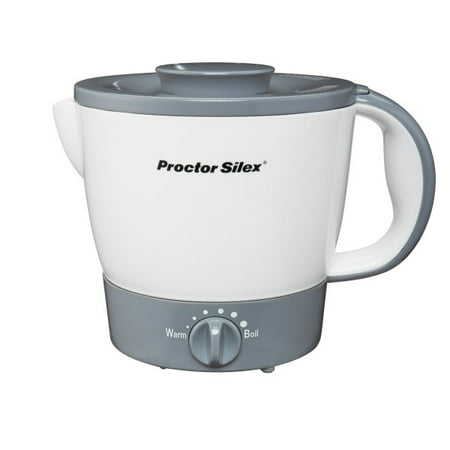 Proctor Silex Hot Pot, Electric Kettle, 32 oz. or 4 cups, Nonstick Surface, Adjustable Heat, White, Model 48507