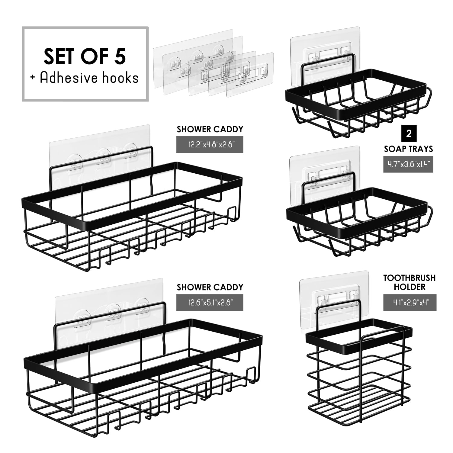 Hearth & Harbor 27 Piece Bamboo Bathroom Sets, Black Bathroom Accessories Set with Bathroom Rugs and Shower Caddy Set
