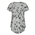 thumbnail image 5 of USSUMA Women's Plus Size Summer Blouses Henley V Neck Button Up Tunic Tops Ruffle Flowy Short Sleeve Tie Dye T Shirts, 5 of 6