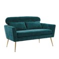 thumbnail image 4 of 51" Loveseat Sofa, Modern Chenille Upholstered Loveseat Couch with Headrest and Armrests, Elegant Twin Size Accent Sofa with 2 Pillows and Golden Metal Legs, Two-Seater Sofa Living Room Sofa, Blue, 4 of 7