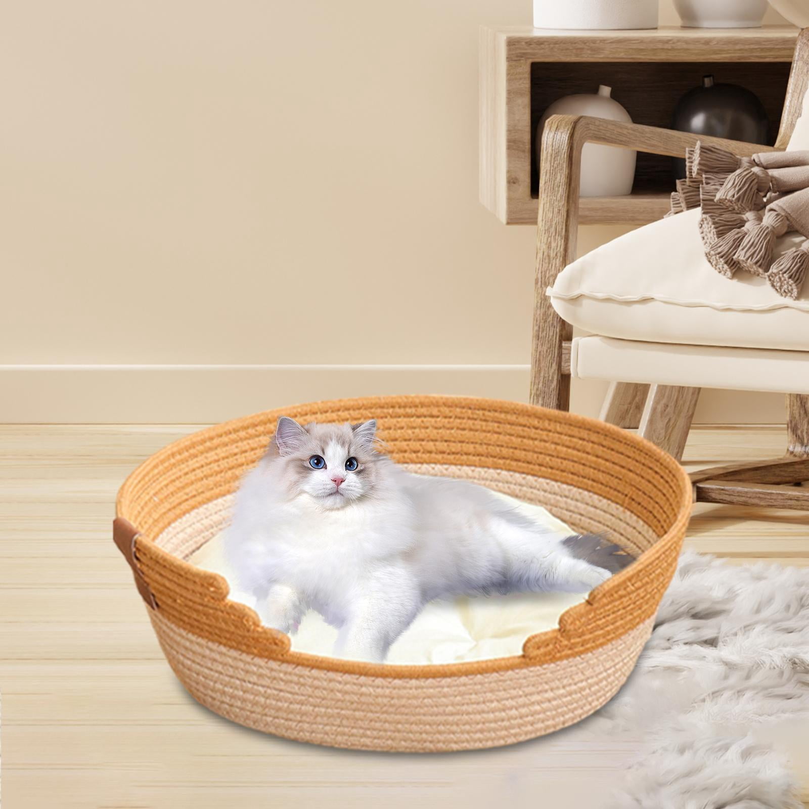 Bvdfgk Cat Bed Basket Dog Bed with Cushion Breathable Portable Scratch Resistant Lounge XL