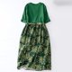 thumbnail image 4 of Puntoco Vestido De Manga Corta Con Cuello En V, Vestido Floral Largo Suelto Informal De Algodón Y Lino Para Mujer Verde Xl, 4 of 6