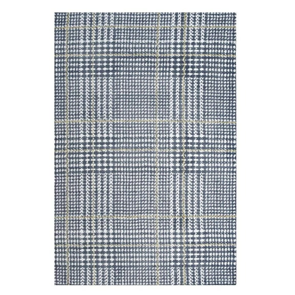 Modway Kaja Abstract Plaid 5x8 Area Rug in Ivory, Cadet Blue and Citron
