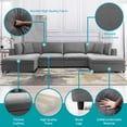 thumbnail image 6 of Mixoy Velvet Movable Ottoman Sectional Sofa, Light Gray, 6 of 6