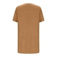thumbnail image 5 of RYDCOT Womens Summer Dresses Casual Imitation Cotton Linen Blend Dress Short Sleeve Crew Neck Beach Sundresses Shift Tunic Dress with Pocket Today&nbsp; Brown, 5 of 5