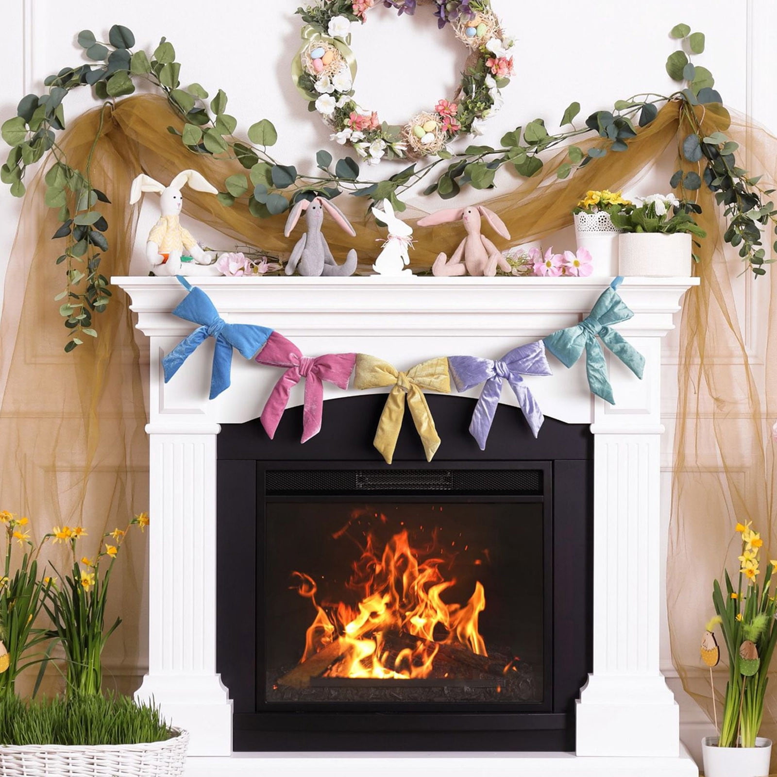 TanSiDing Velvet Christmas Bow Decorations, 6 FT Large Holiday Bow for Fireplace Mantel, Tree Topper, Wreath, Gift Wrapping, Wedding, Party, Home Decor, Red Green Gold Festive Decorative Ribbon