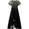 thumbnail image 4 of QJUHUNG Robe Midi Formelle pour Femmes Soirée Été Col en V Manches Courtes T-Shirt Soirée Invité de Mariage Style Asymétrique B-8 Cocktail Gris_i L, 4 of 5
