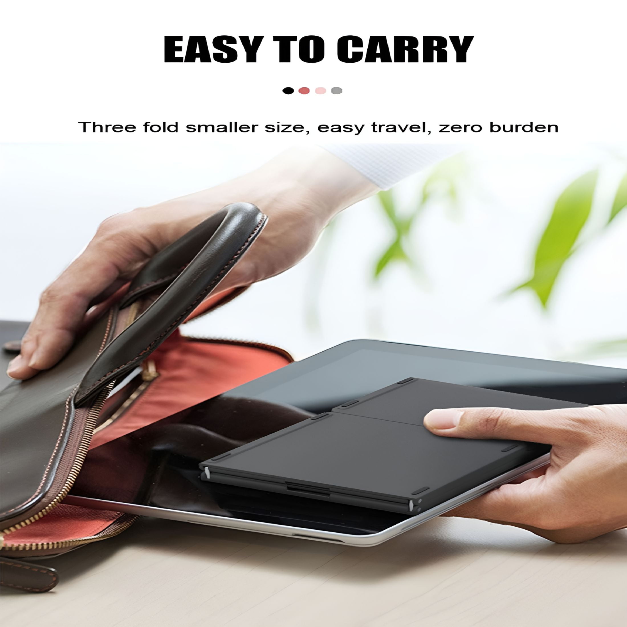 GJX Mini Folding Keyboard with Touchpad - Wireless Portable Bluetooth Keyboard for Android,iOS,Tablet,Smartphone - 63 Keys,Built-in Rechargeable Battery,3-Fold Design