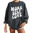thumbnail image 5 of Fesfesfes Women Flannel Shirt Letter Print Loose Roundneck Long-Sleeved Fleece Oversized Sweatshirt Pullover Clearance Under $10, 5 of 9