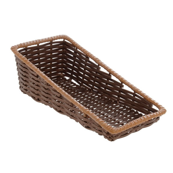 HUBERT® Wicker Storage Basket Tu-Tone Dark Brown and Caramel Plastic - 7 1/2"L x 16"D x 5"H