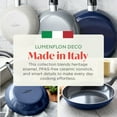 thumbnail image 4 of Lumenflon Deco 11” Nonstick Frying Pan Skillet, Made in Italy, Diamond Ceramic PFAS-Free, Dishwasher & Metal Utensil Safe, Durable Gloss Enamel Finish, Stay-Cool Handle, High Walls-Extra Room, Blue, 4 of 6
