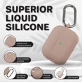 thumbnail image 3 of Insten Liquid Silicone Case For AirPods Pro 2019 Earbuds, Protective Soft Gel Cover Skin with Portable Keychain, Supports Wireless Charging [Front LED Visible] Sand Pink, 3 of 9