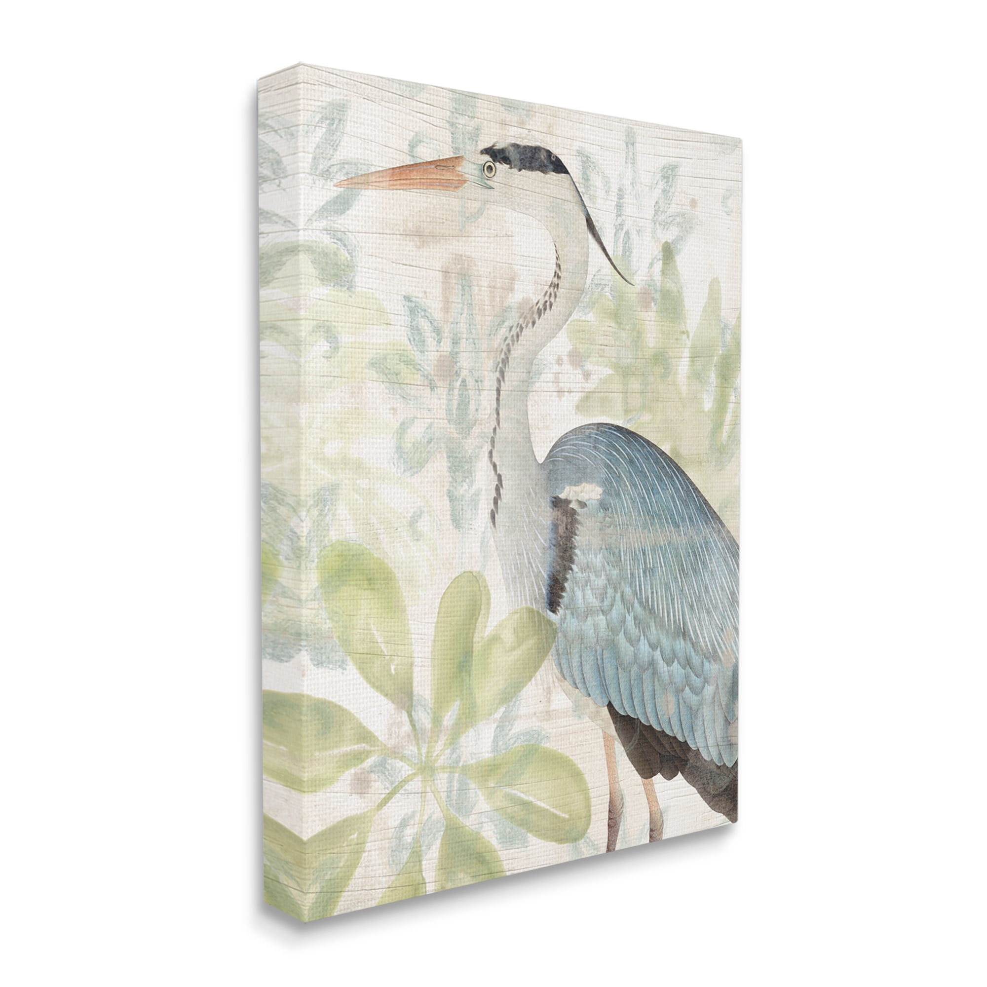 Stupell Industries Heron & Tropical Plants Animals & Insects Painting Gallery Wrapped Canvas Art Print Wall Art, 16 x 20