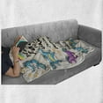 thumbnail image 6 of Cartoon Soft Flannel Fleece Throw Blanket, Mythical Unicorns Stars and Rainbow Creature Kids Theme Print, Cozy Plush for Indoor and Outdoor Use, 70" x 90", Beige Teal Blue, by Ambesonne, 6 of 6