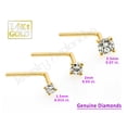 thumbnail image 2 of 14Kt Yellow Gold L-Shape Bend Nose Stud with Genuine 1.5mm Diamond 22G Nose Ring Stud Unisex - April Birthstone -LSYG-WD1.5, 2 of 5