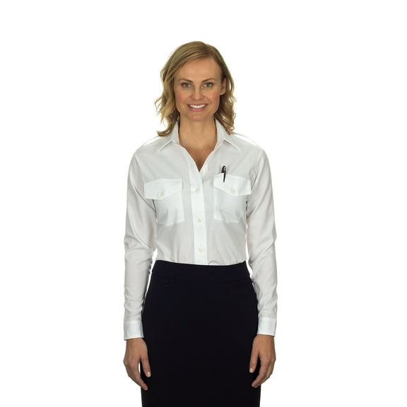 Van Heusen Ladies' Aviator Shirt - Long Sleeve - White - 22