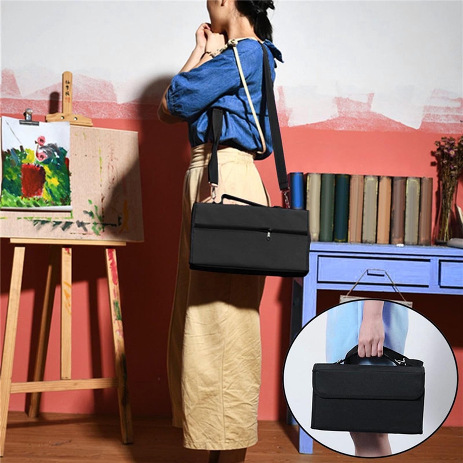 GUOOL Art Markers & Pens Organizer, 120 Slots, Carrying Travel Case with Handle, Removable and Adjustable Strap, Art Supplies for Storage and Organization