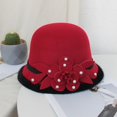 thumbnail image 2 of Dyfzdhu Women Autumn Winter Flowers Round Top Casual Fisherman Bucket Cap Small Bowler Hat, 2 of 3