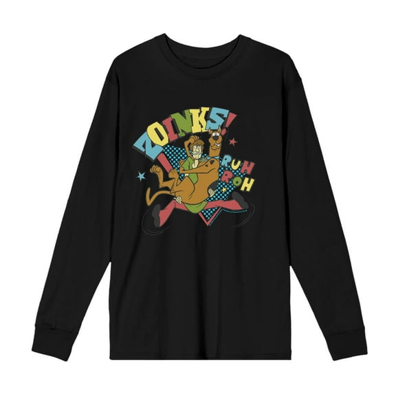 Scooby-Doo Zoinks Ruh Roh Adult Heather Gray Crew Neck Long Sleeve Tee-Large
