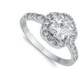 thumbnail image 4 of White CZ Star Solitaire Wedding Halo Ring .925 Sterling Silver Band Jewelry Female Size 9, 4 of 4