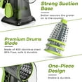 thumbnail image 6 of Rotary Cheese Grater with Handle, 3 Interchangeable Blades, Easy to Clean Vegetable Slicer for Cheese Potato Nuts Chocolate (Green), 6 of 6