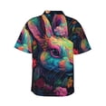 thumbnail image 3 of Balery Colorful Patterned Rabbit Print Men's Hawaiian Shirts Short Sleeve Beach Shirt Relaxed Fit Vacation Button Down Shirts-X-Large, 3 of 9