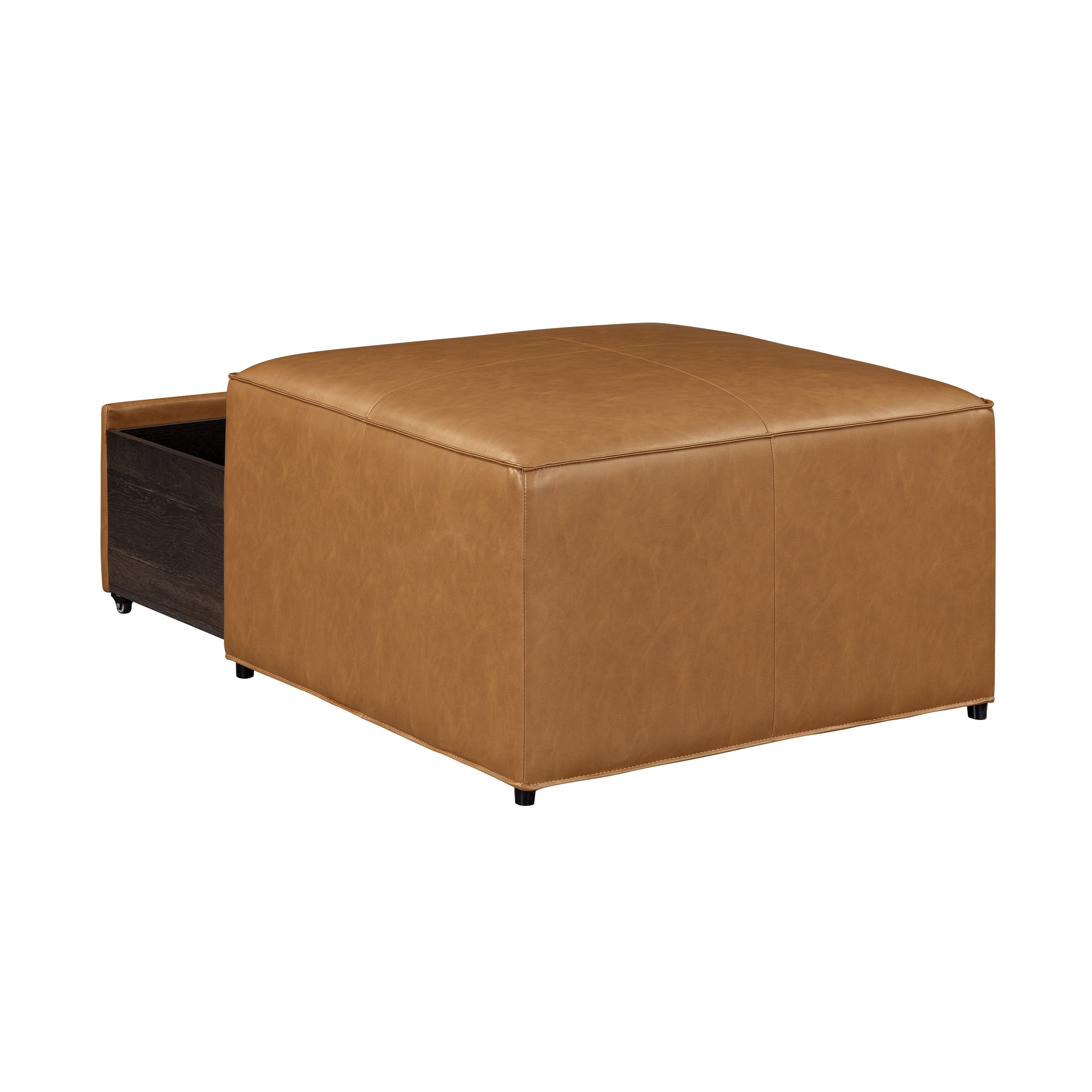 Studio Living Hadley Modern Storage Ottoman, Carmel Faux Leather