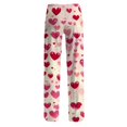 thumbnail image 5 of LHVUOA Valentines Day Lounge Pants for Women Elastic Waist Wide Leg Funny Graphic Pjs Drawstring Sleepwear Pink Heart Print Design, 5 of 5