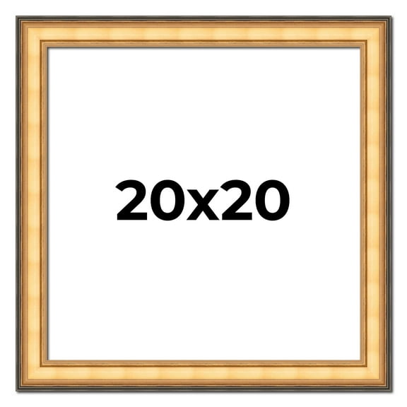 20x20 Frame Gold Plein Aire Solid Wood Picture Frame Width 2 Inches | Interior Frame Depth 0.5