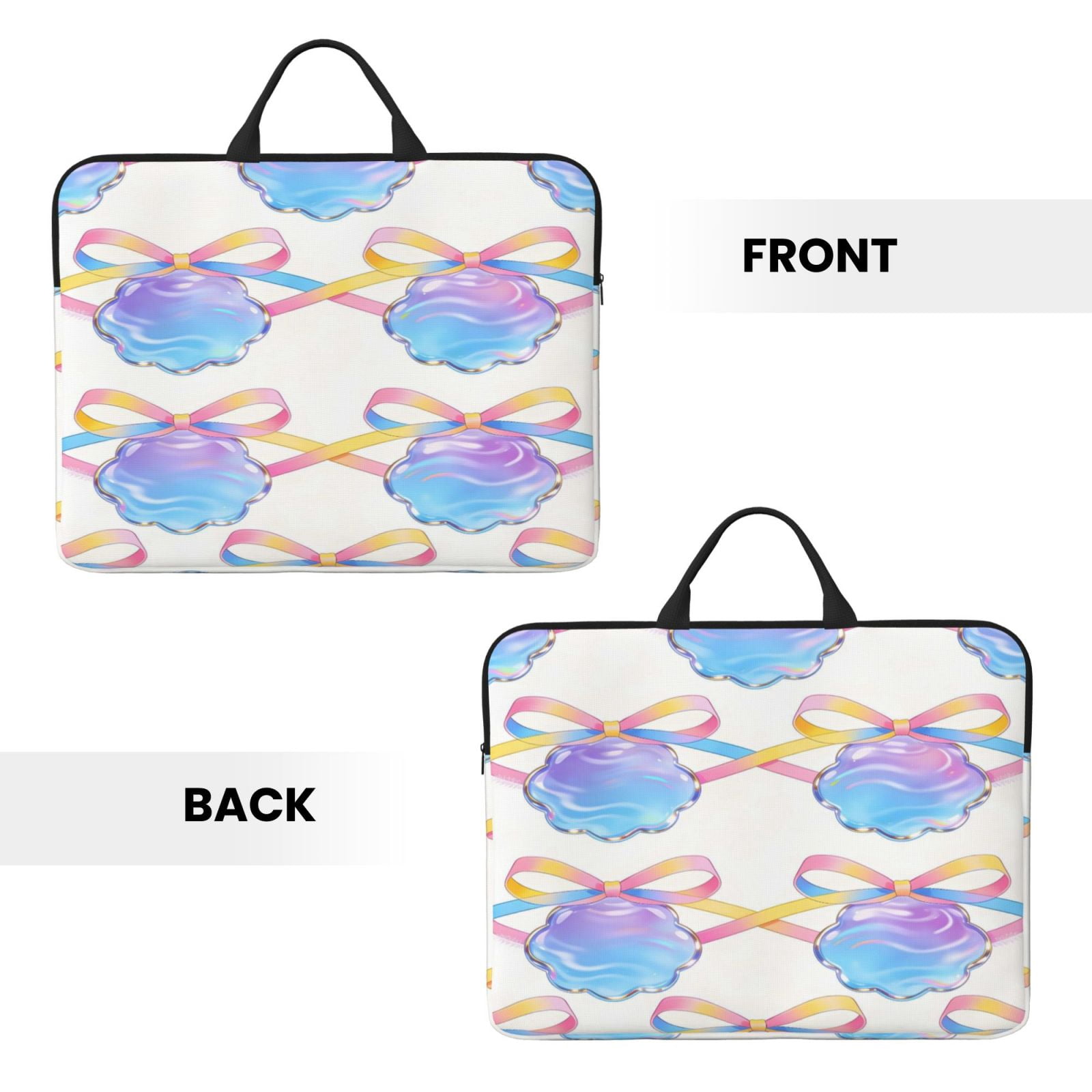 Laptop Sleeve Bag For Women Men 14inch Waterproof Durable Protective Computer Carrying Cover Handle Laptop Case Bag Glowing Bow Shell