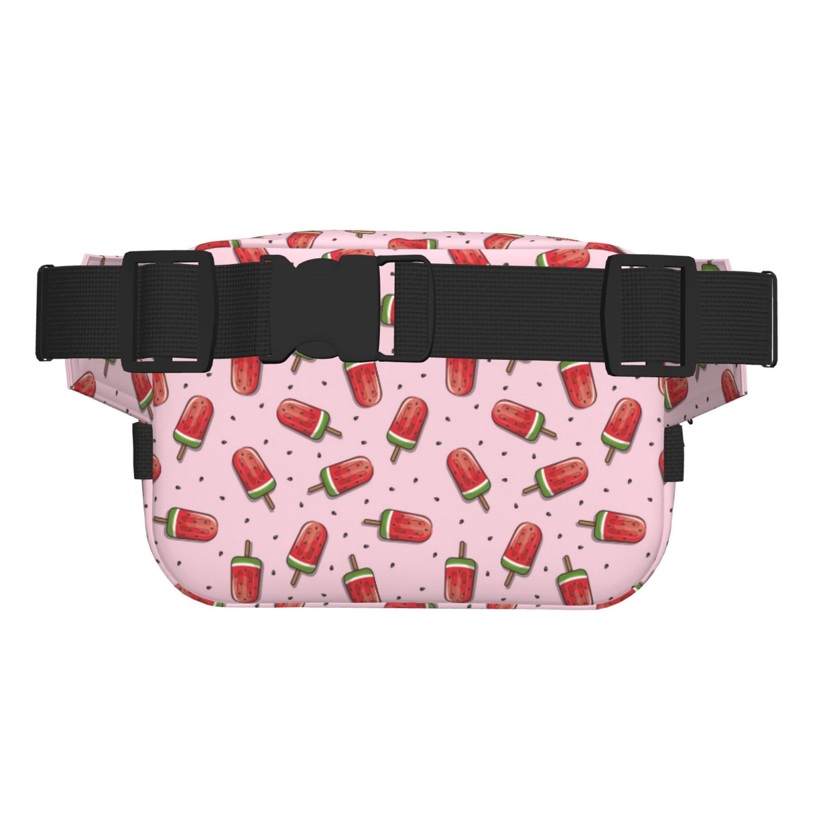 Rateoe Watermelon Ice Cream Print Fanny Pack Belt Bag for Women and Men, Square Double-Layer Waterproof Waist Pack with Adjustable Strap for Hiking, Jogging, Cycling