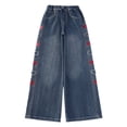 thumbnail image 6 of Shadoumai Girls Wide Leg Jeans Baggy Loose Fit Denim Pants High Elastic Waist Trendy Y2K Boyfriend Streetwear Trousers, 6 of 7