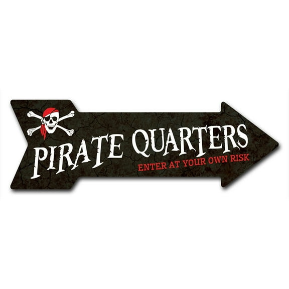 SignMission 12 x 36 in. Indoor & Outdoor Decor Direction Sticker Vinyl Wall Decals - Pirate Quarters - 24 in.