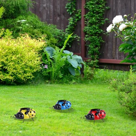 ADVEN Metal Ladybug Flower Planter Insect Design Flower Pot for Indoor or Outdoor Decoration
