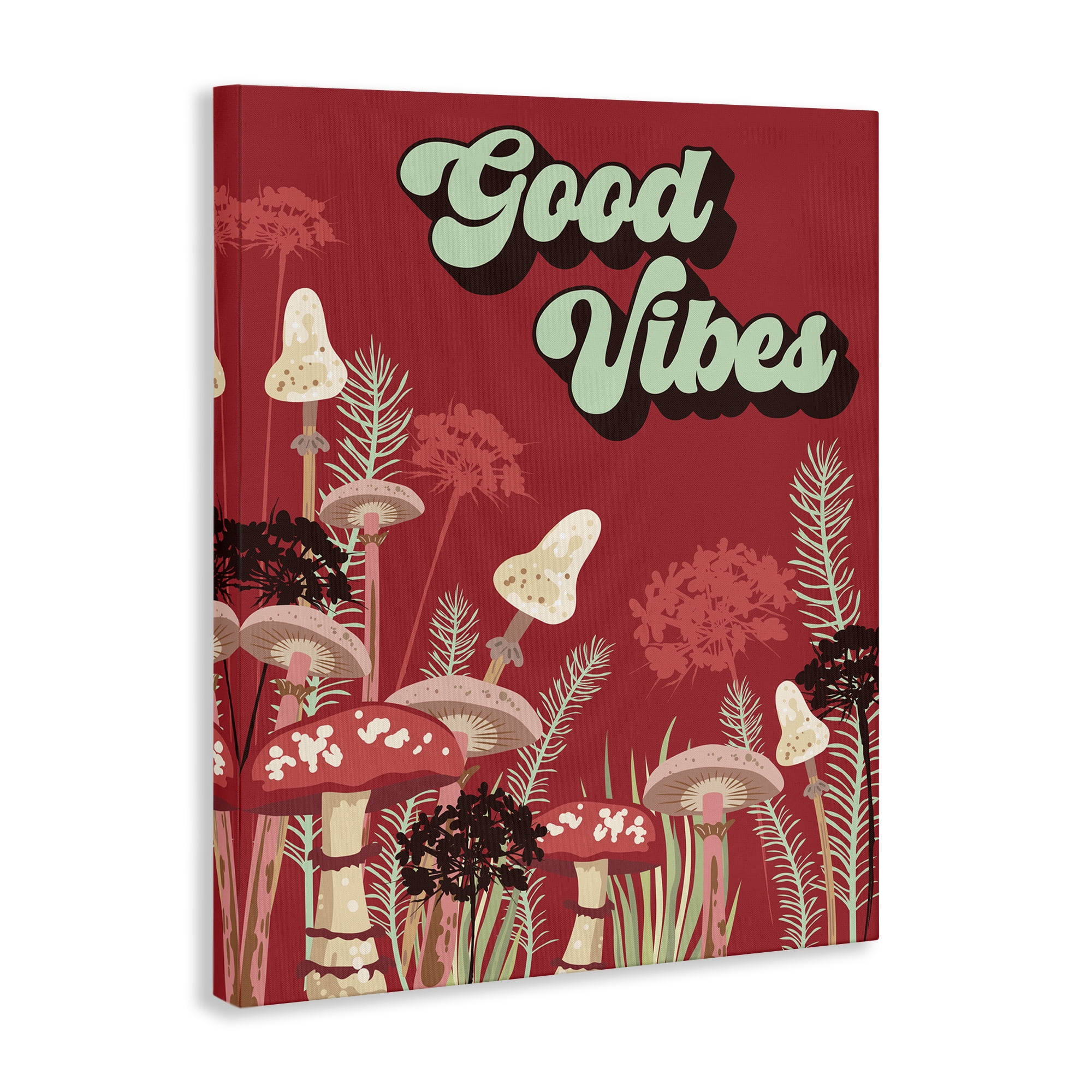 Stupell Industries Good Vibes Mushrooms Botanical & Floral Painting Gallery Wrapped Canvas Art Print Wall Art, 36 x 48