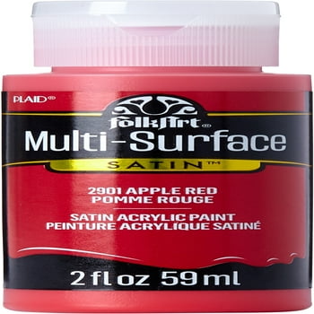 FolkArt Multi-Surface Acrylic Craft Paint, Satin Finish, Apple Red, 2 fl oz