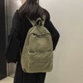 thumbnail image 4 of mochila escolar Campus Mochila Lona Color sólido Adolescentes Cremallera Bolsillo antirrobo Verde militar Verde, 4 of 9