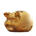 thumbnail image 1 of Caja de ahorros Lucky Pig Year de cerámica dorada de Piggy Bank, 1 of 2