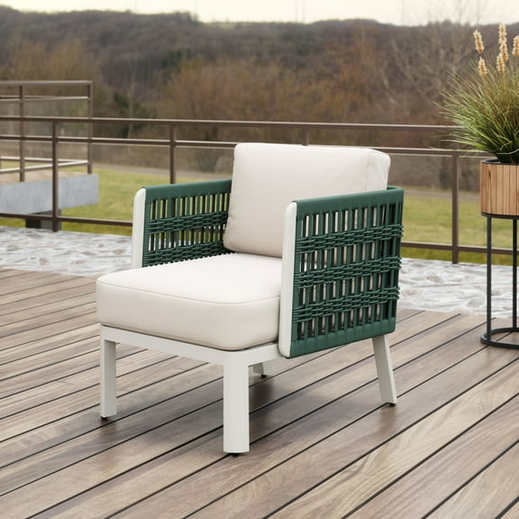 Bridgehampton Armchair White Accent Chair, Modern Style, Removable and washable cushion cover, Aluminum, Outdoor Living