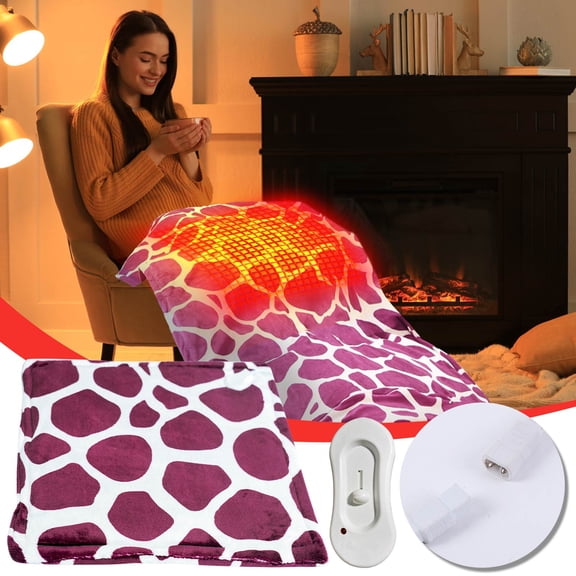 Heated Blanket Full Size 45x45cm Deer Print Rechargeable Heating Blanket Portable Soft Flannel Blanket With Timer Over-Heat Protection Cozy Warm Throw Blanket For Home Office